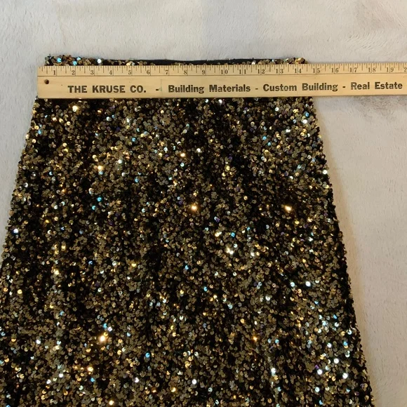 Banana Republic Gold Black S Sequin Elastic waist Skirt Party Wedding Guest - Picture 5 of 6